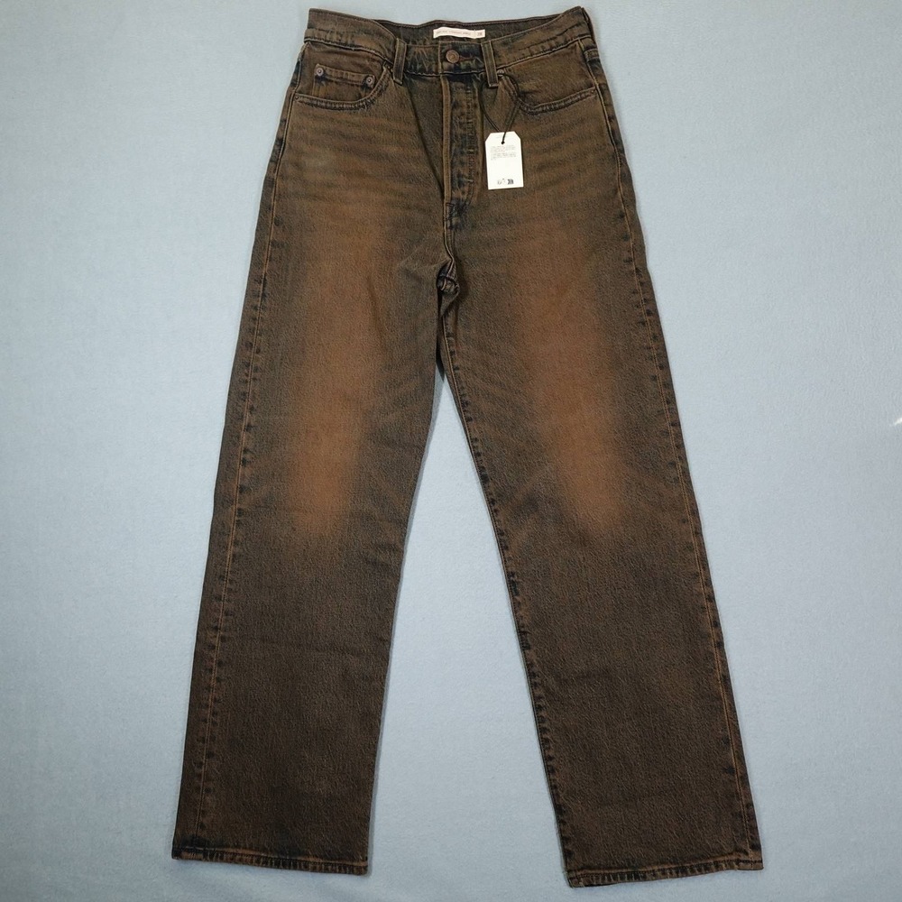 Levi's Jeans Womens 28 Brown Ribcage Straight Ankle High Rise Button Fly Denim